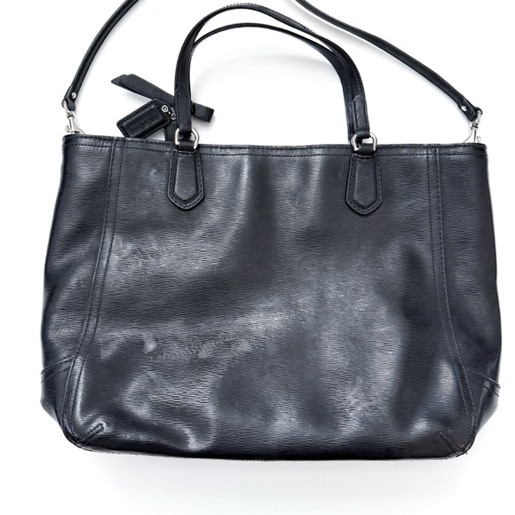 Coach Poppy Textured Black Patent Leather Blair Tote - Picture 6 of 8